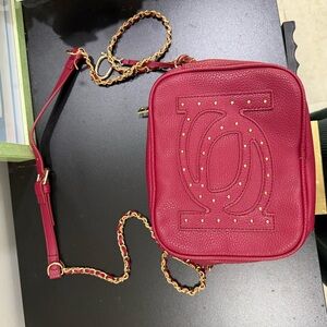Bebe Red Crossbody Bag with Gold Chain